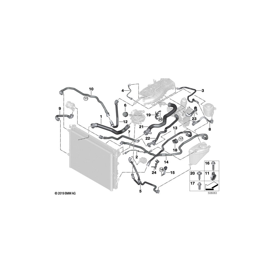 Genuine BMW 17128602617 G30 G31 G32 Pipe, Electric Coolant Pump- Charge-air cooler (Inc. 540i, 740Li & 540iX) | ML Performance US Car Parts