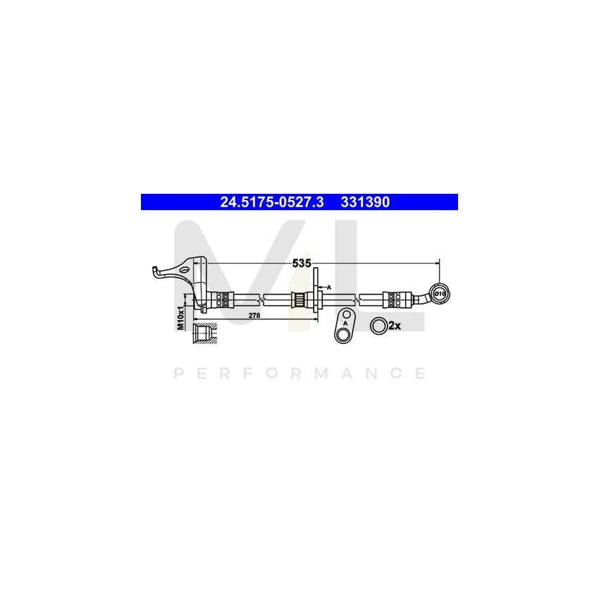 ATE 24.5175-0527.3 Brake Hose 535mm, M10x1