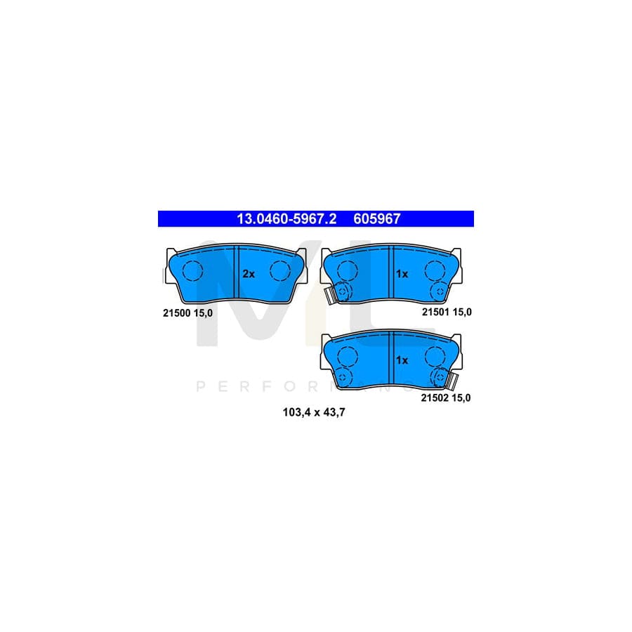 ATE 13.0460-5967.2 Brake pad set with acoustic wear warning