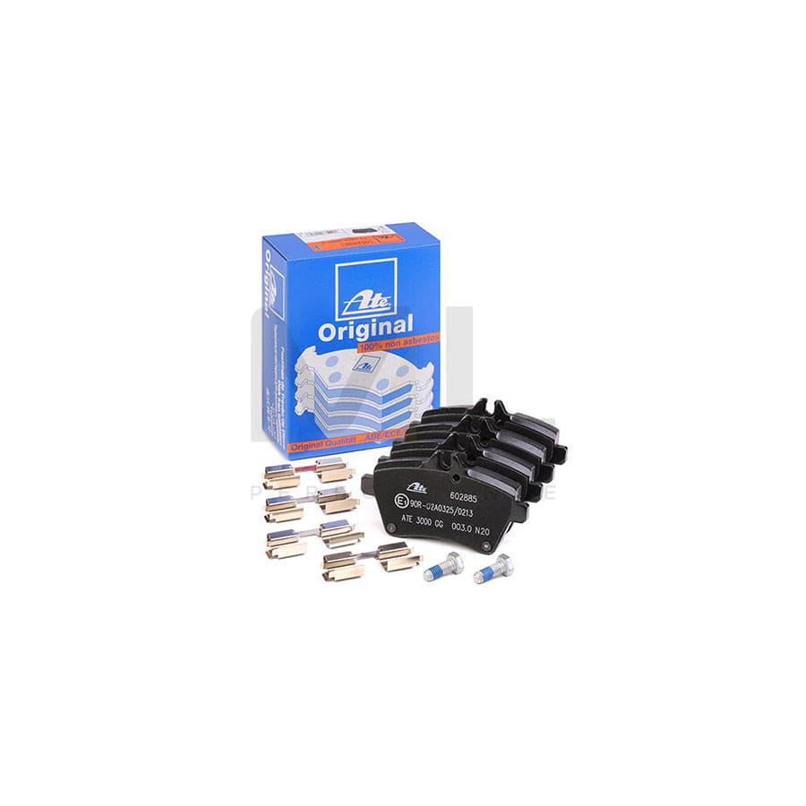 ATE 13.0460-2885.2 Brake pad set suitable for MERCEDES-BENZ A-Class (W169) excl. wear warning contact, prepared for wear indicator, with brake caliper screws, with accessories