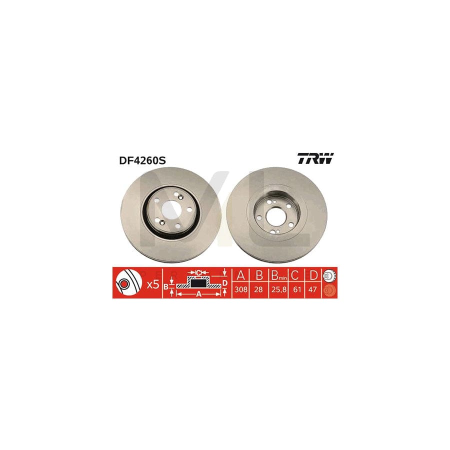 TRW DF4260S Brake Disc Vented, Painted | ML Performance Car Parts