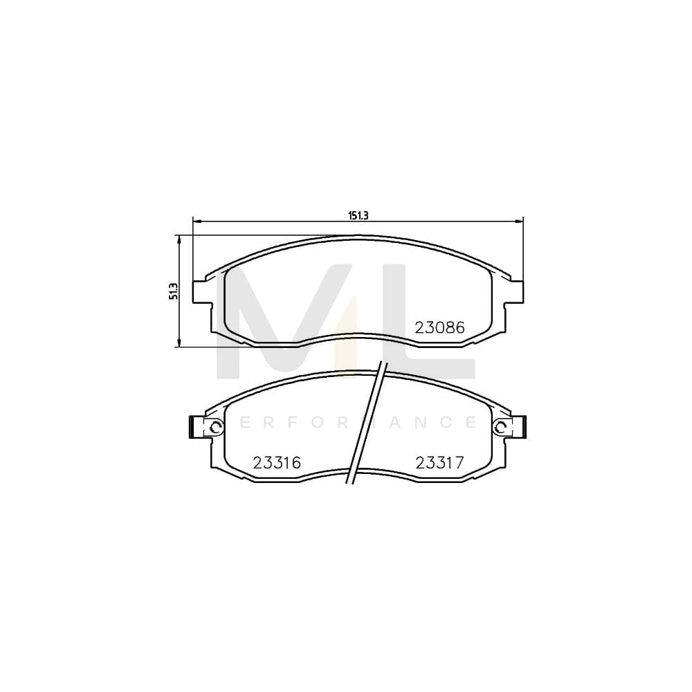Hella 8DB 355 006-731 Brake Pad Set For Mitsubishi L 200 With Acoustic Wear Warning