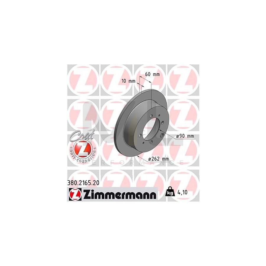 ZIMMERMANN COAT Z 380.2165.20 Brake Disc Solid, Coated  - 1 piece