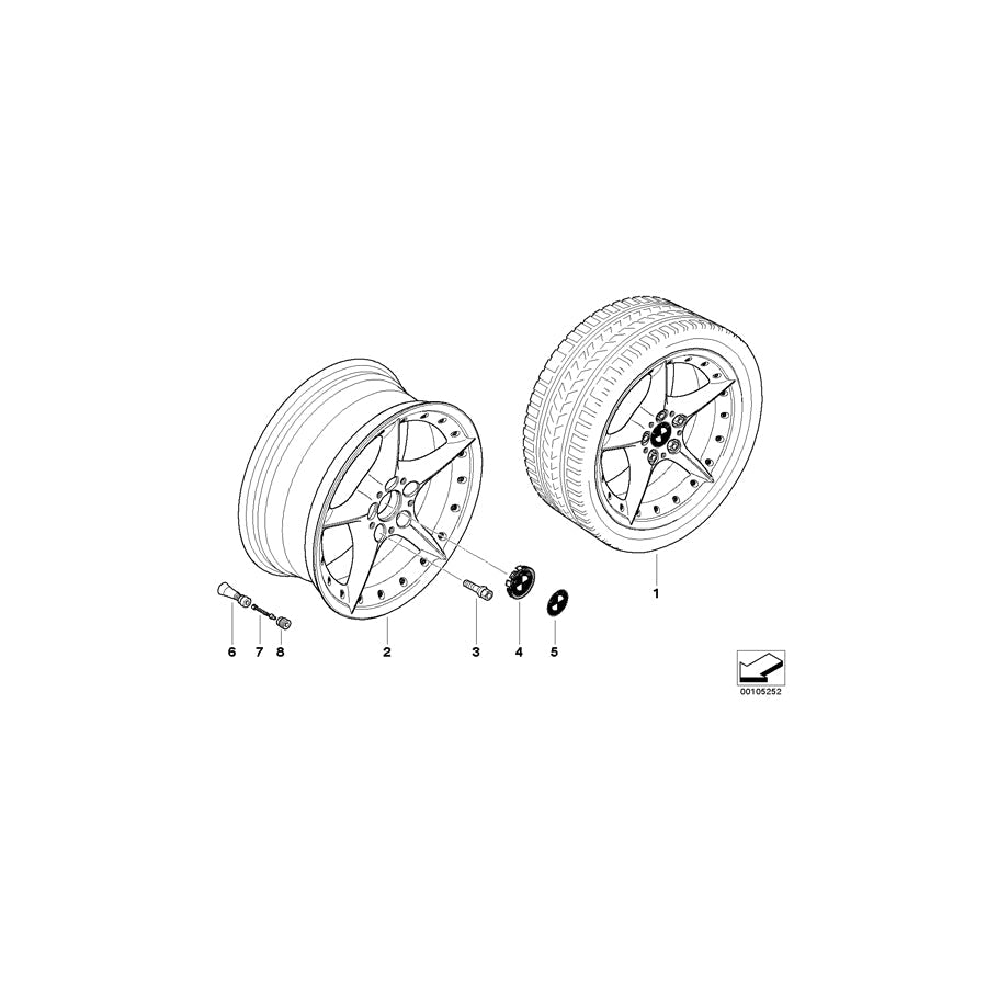 Genuine BMW 36116758195 E85 E86 Two-Piece Light Alloy Rim 81/2JX18 ET:50 (Inc. Z4) | ML Performance US Car Parts