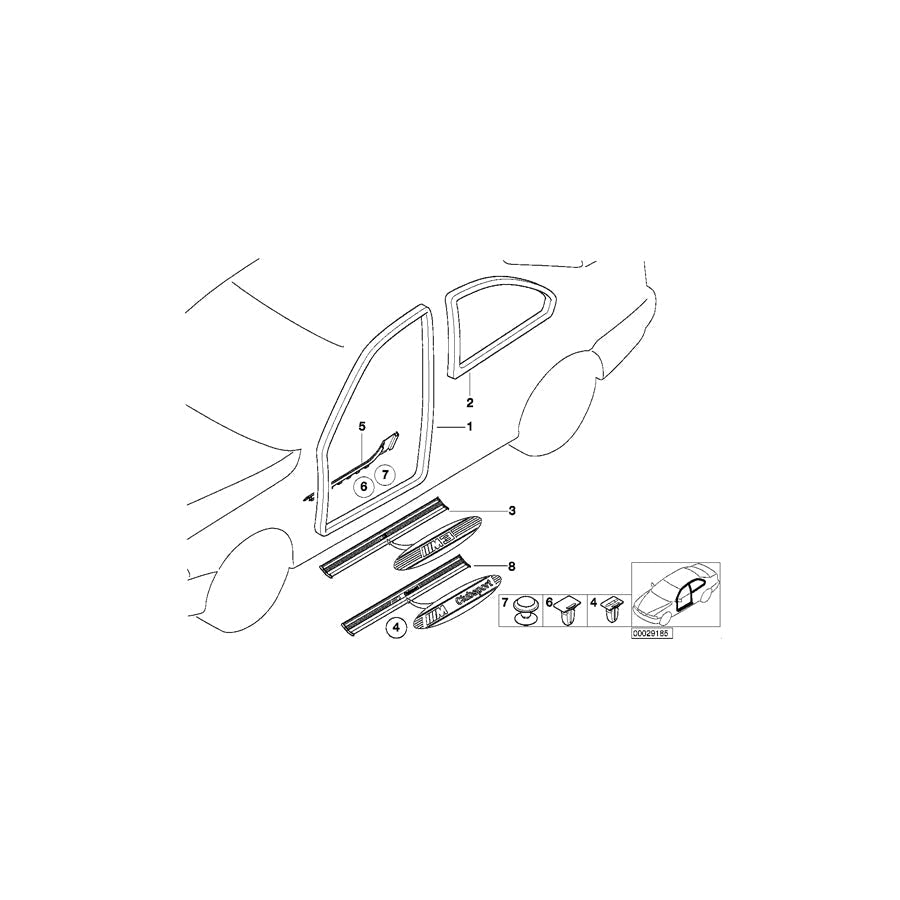 Genuine BMW 51478187170 E36 Sill Strip Right GRAU (Inc. 320i, 323i & 318is) | ML Performance UK Car Parts