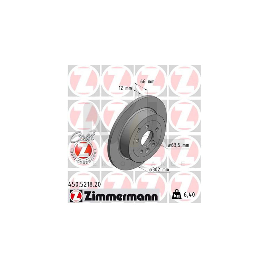 ZIMMERMANN COAT Z 450.5218.20 Brake Disc for LAND ROVER Freelander 2 Off-Road (L359) Solid, Coated, High-carbon  - 1 piece