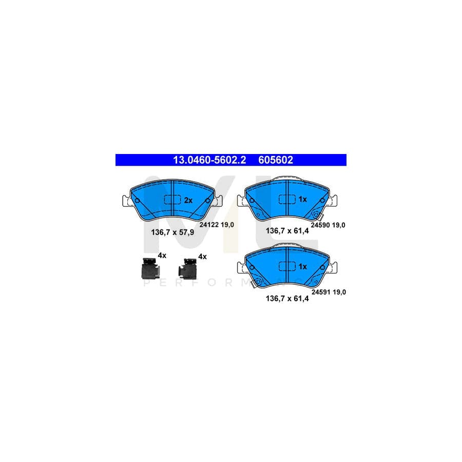 ATE 13.0460-5602.2 Brake pad set with acoustic wear warning