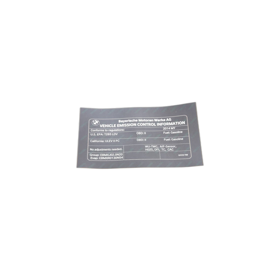 Genuine BMW 71228616709 F33 E89 F10 Label "Exhaust Emission" MY14 (Inc. 428iX, 328i & X1 28iX) | ML Performance US Car Parts