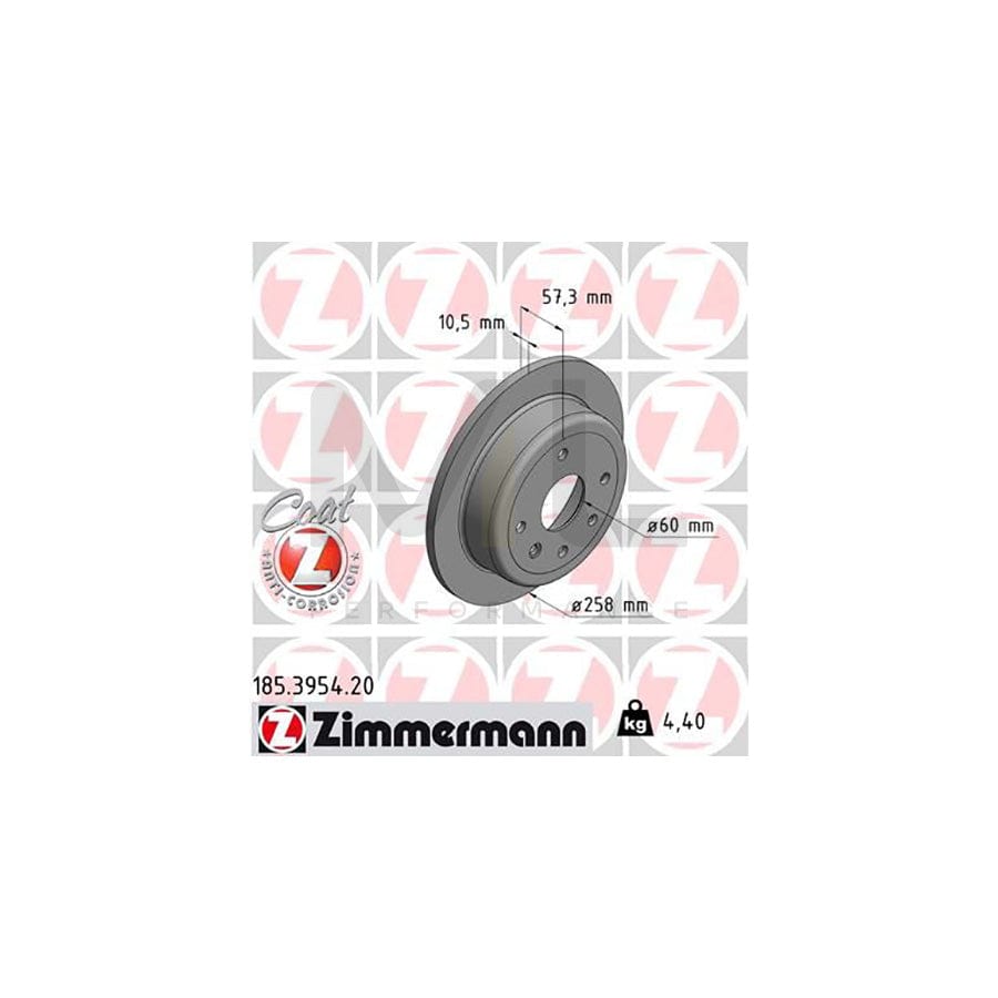 ZIMMERMANN COAT Z 185.3954.20 Brake Disc Solid, Coated  - 1 piece