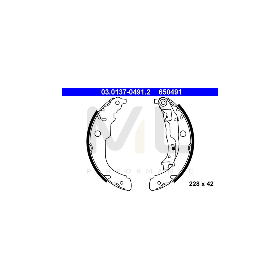 ATE 03.0137-0491.2 Brake Shoe Set with lever