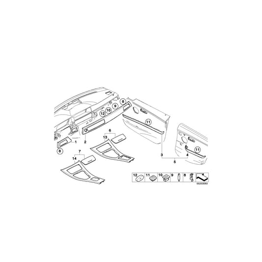 Genuine BMW 51429169712 E90 E91 Trim Piece Door, Wood,Walnut, Rear Right NUSSBAUM HELL (Inc. 335xi, 320i & 325i) | ML Performance US Car Parts
