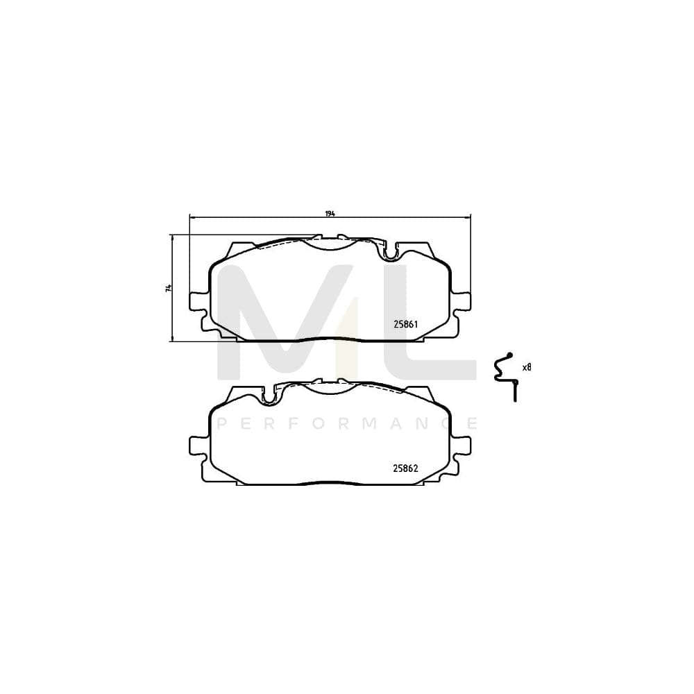 Hella 8DB 355 021-641 Brake Pad Set Prepared For Wear Indicator, With Accessories