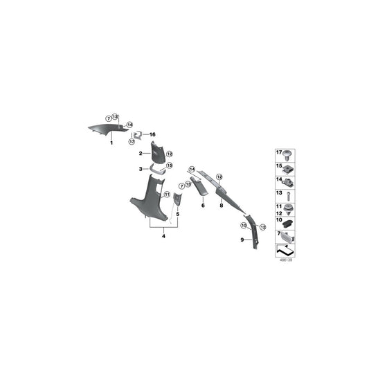 Genuine BMW 51438073699 G32 Left Column A Cover ANTHRAZIT (Inc. 630i, 630iX & 630dX) | ML Performance US Car Parts