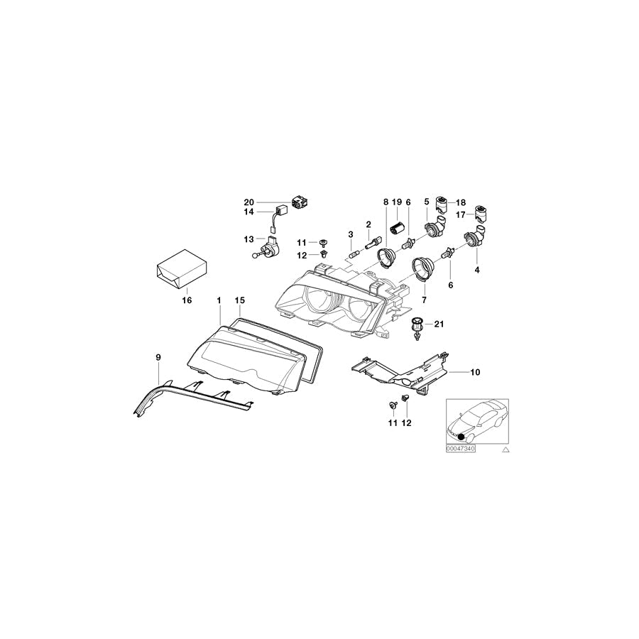 Genuine BMW 63126923412 E46 Right Cover Glass ZKW (Inc. 323i, 325xi & 330xi) | ML Performance UK Car Parts