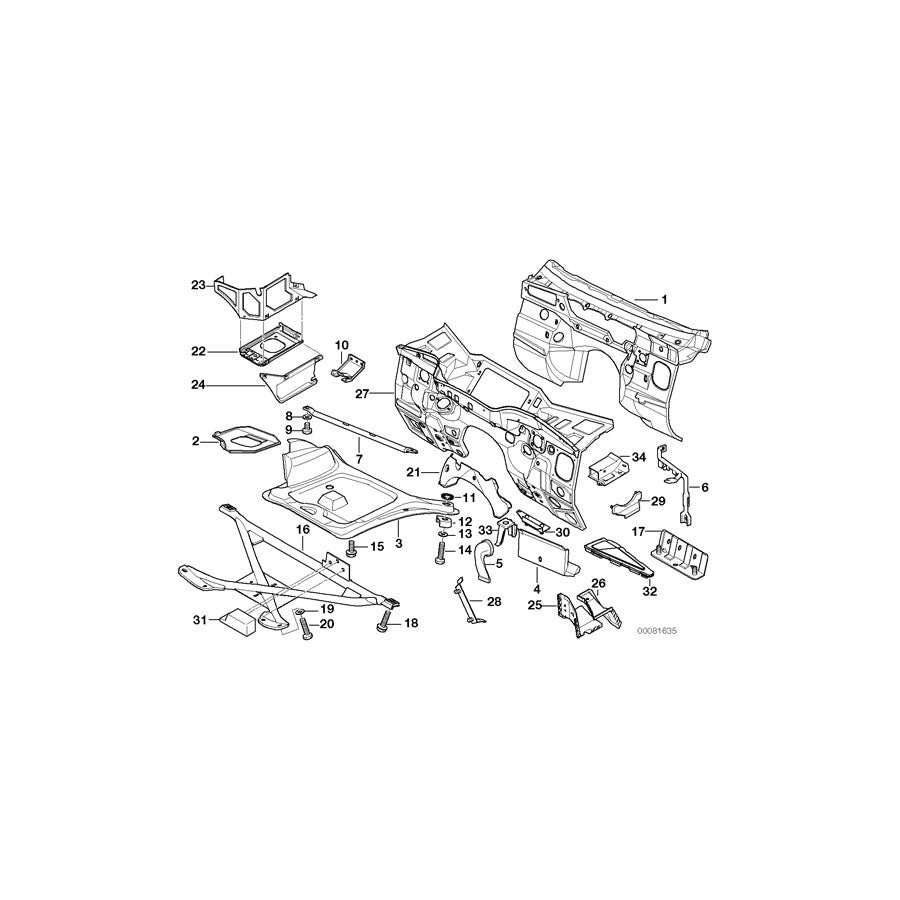 Genuine BMW 51718398509 E36 Lower Battery Closing Panel (Inc. Z3) | ML Performance US Car Parts