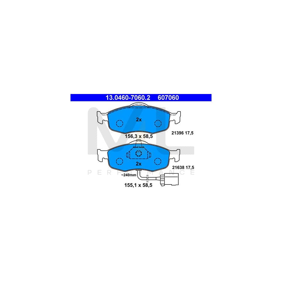 ATE 13.0460-7060.2 Brake pad set incl. wear warning contact