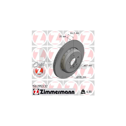ZIMMERMANN 150.2953.32 Brake Disc Internally Vented, Two-piece brake disc, Coated, High-carbon