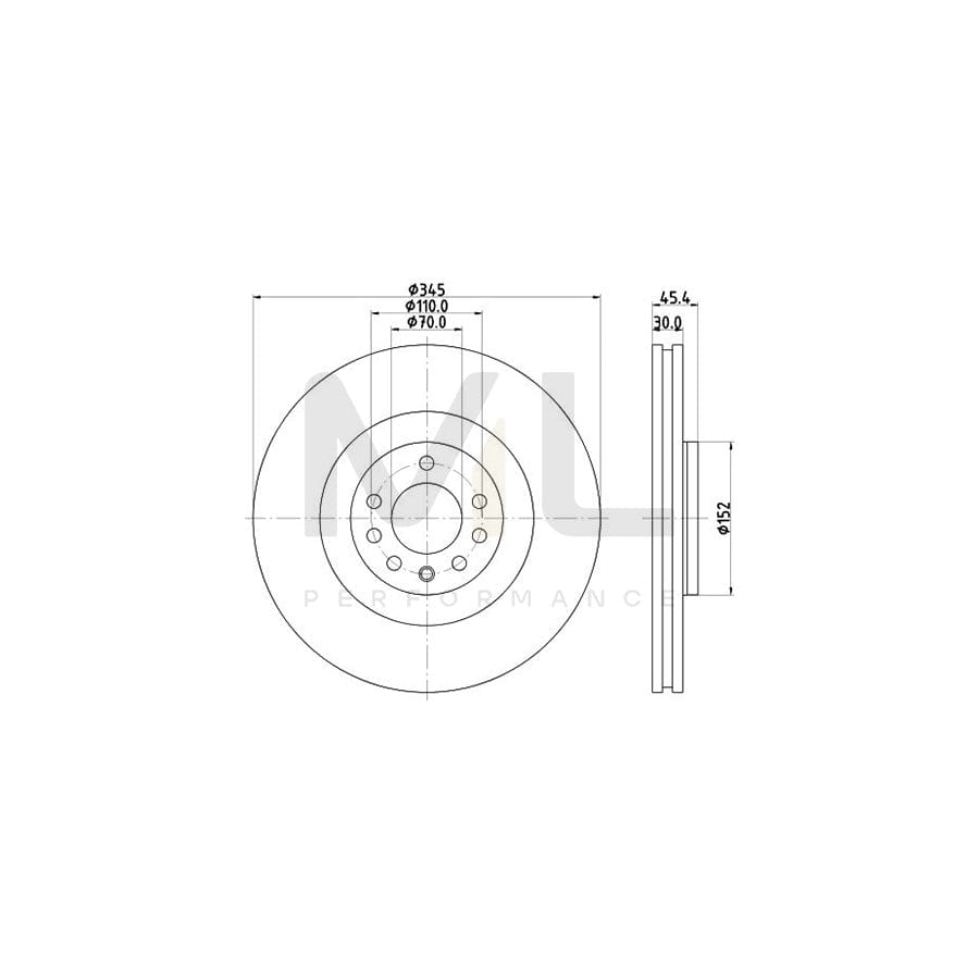 HELLA PRO 8DD 355 120-091 Brake Disc Internally Vented, Coated, without wheel hub, without wheel studs