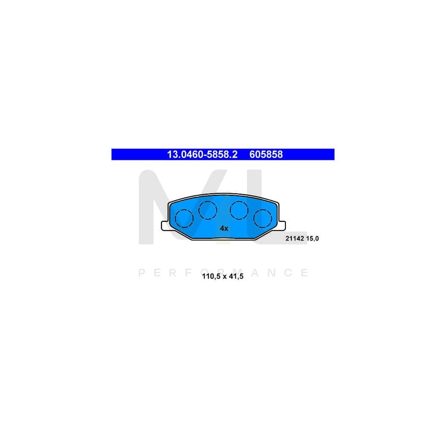 ATE 13.0460-5858.2 Brake pad set excl. wear warning contact, not prepared for wear indicator