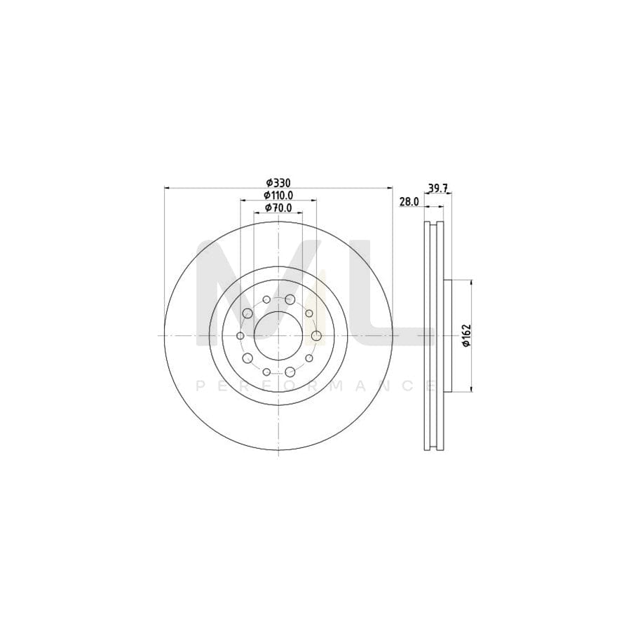 HELLA PRO 8DD 355 118-751 Brake Disc Internally Vented, Coated, without wheel hub, without wheel studs