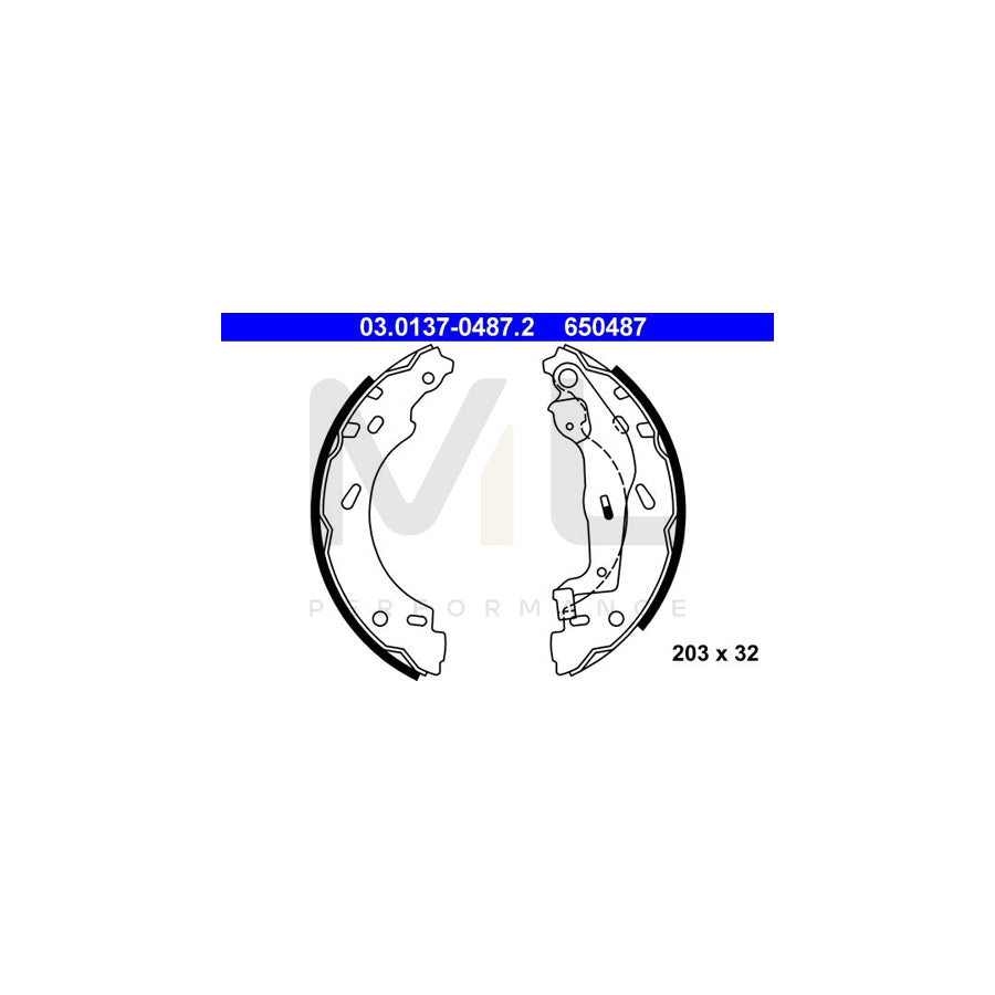ATE 03.0137-0487.2 Brake Shoe Set with lever
