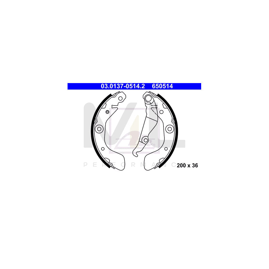 ATE 03.0137-0514.2 Brake Shoe Set with lever