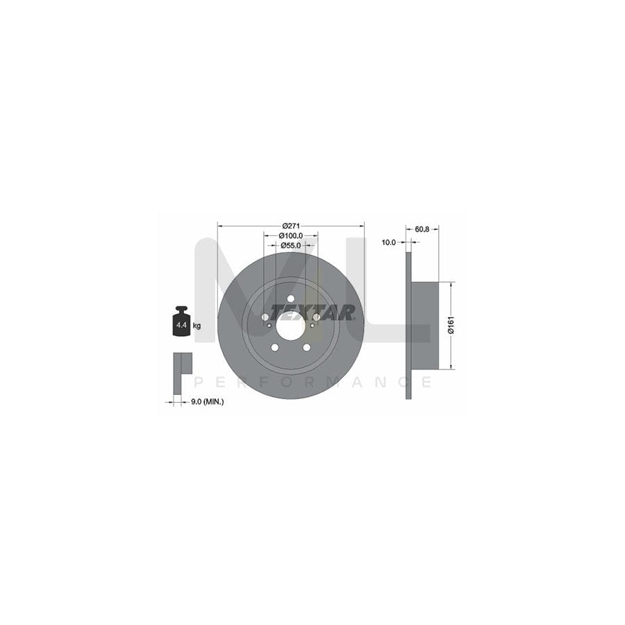 TEXTAR 92126500 Brake Disc for TOYOTA AVENSIS Solid, without wheel hub, without wheel studs | ML Performance Car Parts