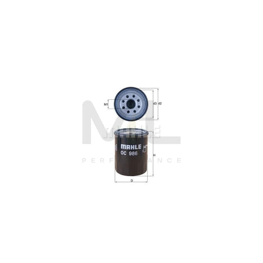 MAHLE ORIGINAL OC 986 Oil Filter Spin-on Filter, with one anti-return valve | ML Performance Car Parts