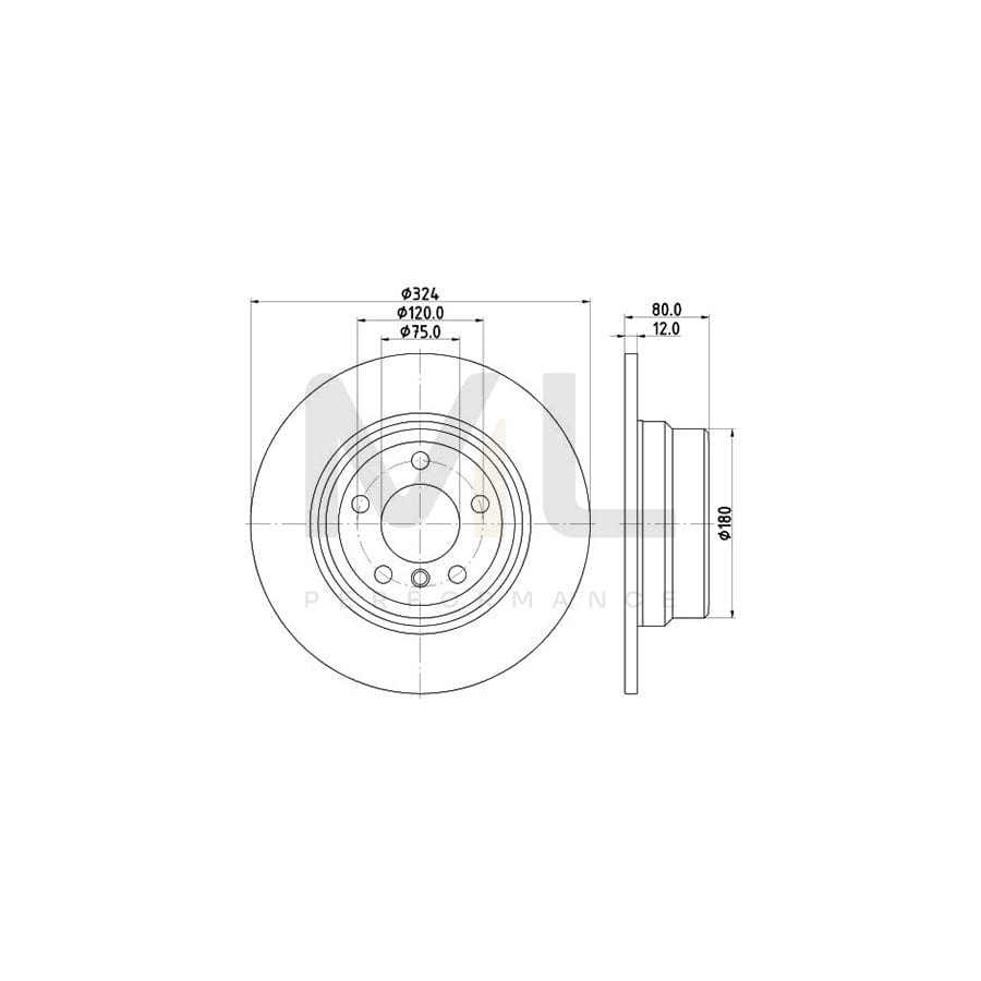 HELLA PRO High Carbon 8DD 355 127-651 Brake Disc for BMW X5 (E53) Solid, Coated, High-carbon, without wheel hub, without wheel studs