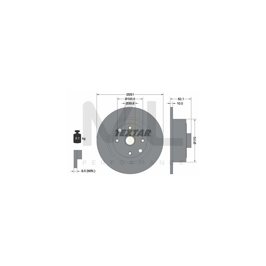 TEXTAR 92042000 Brake Disc Solid, with wheel hub, without wheel studs | ML Performance Car Parts