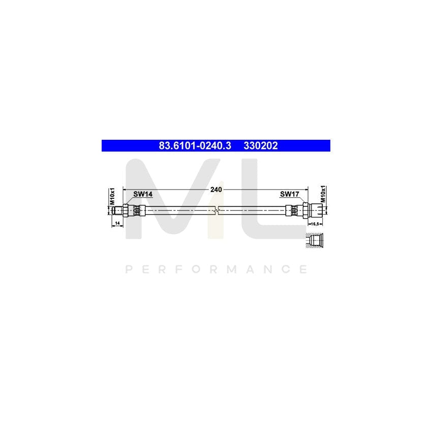 ATE 83.6101-0240.3 Brake Hose 240mm, M10x1