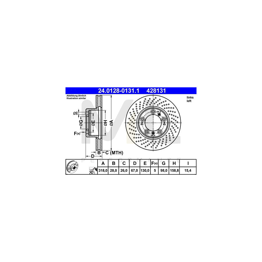 ATE 24.0128-0131.1 Brake Disc Perforated / Vented, Coated, Alloyed / High-carbon