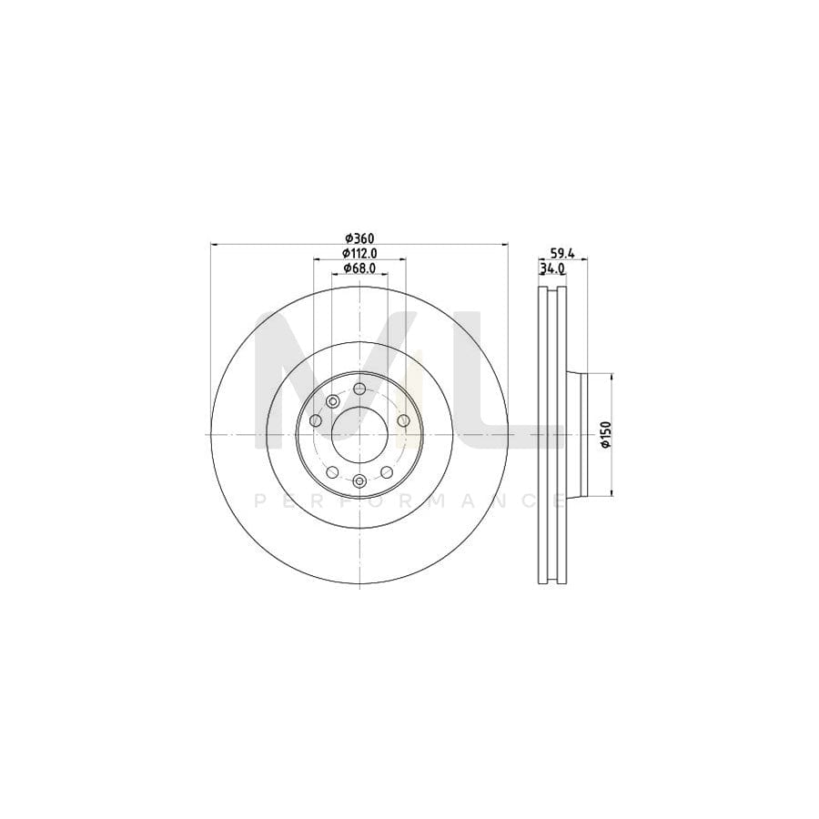 HELLA PRO 8DD 355 109-851 Brake Disc Internally Vented, Coated, without wheel hub, without wheel studs