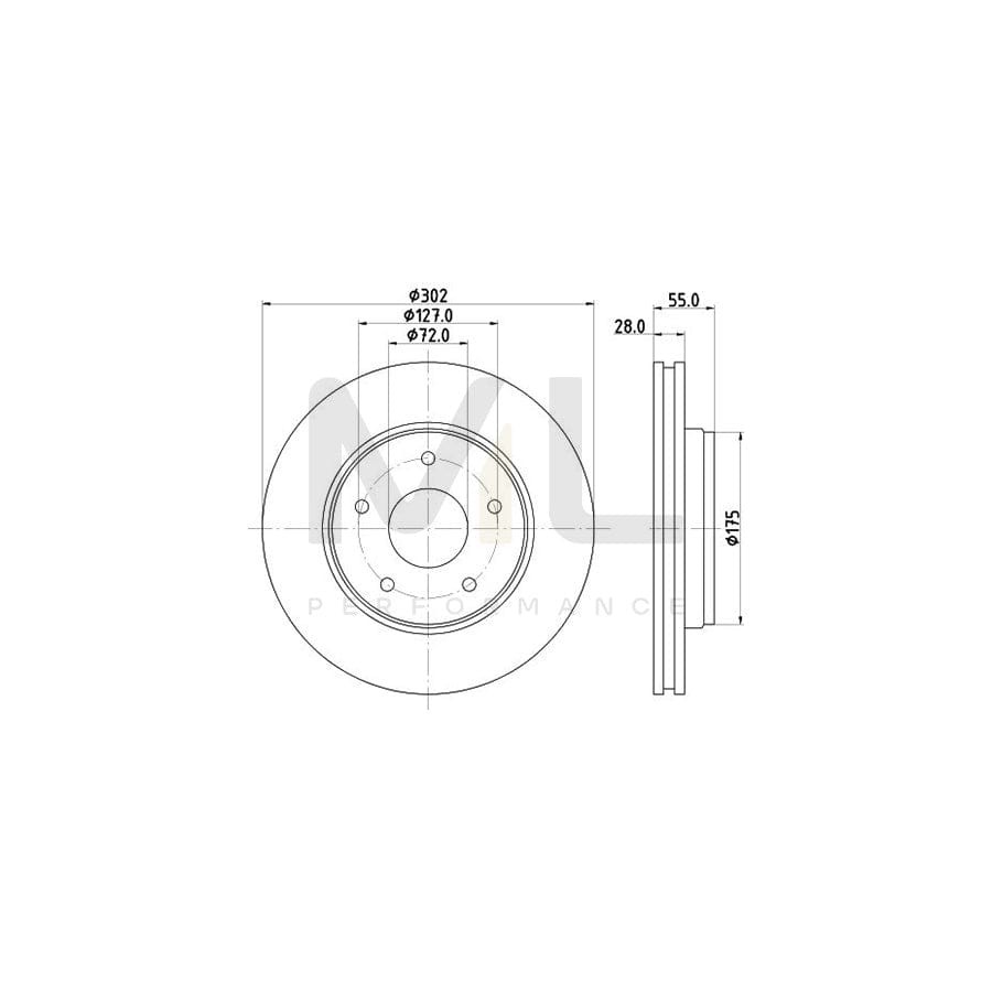 HELLA PRO 8DD 355 119-191 Brake Disc for JEEP WRANGLER Externally Vented, Coated, without wheel hub, without wheel studs