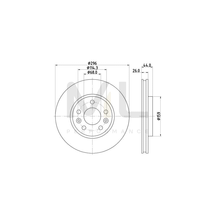 HELLA 8DD 355 131-871 Brake Disc Internally Vented, Coated, without wheel hub, without wheel studs