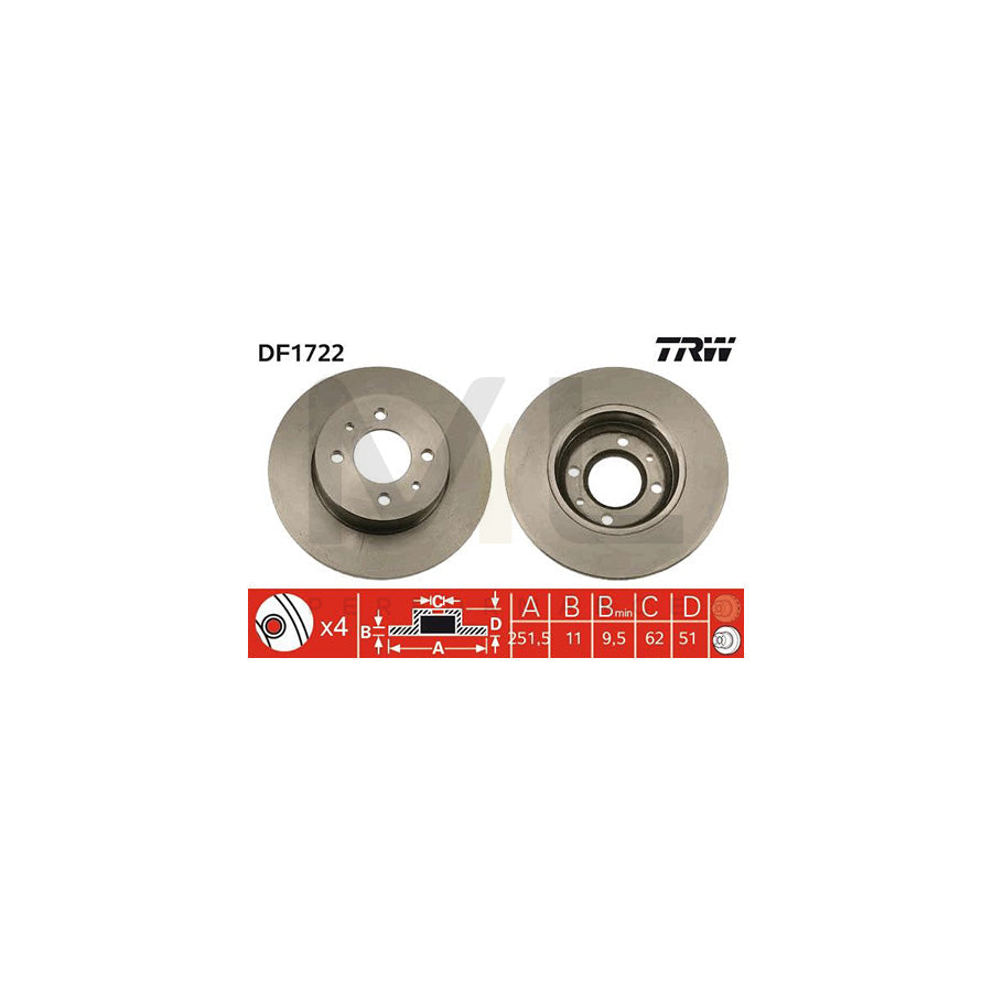 TRW DF1722 Brake Disc Solid | ML Performance Car Parts