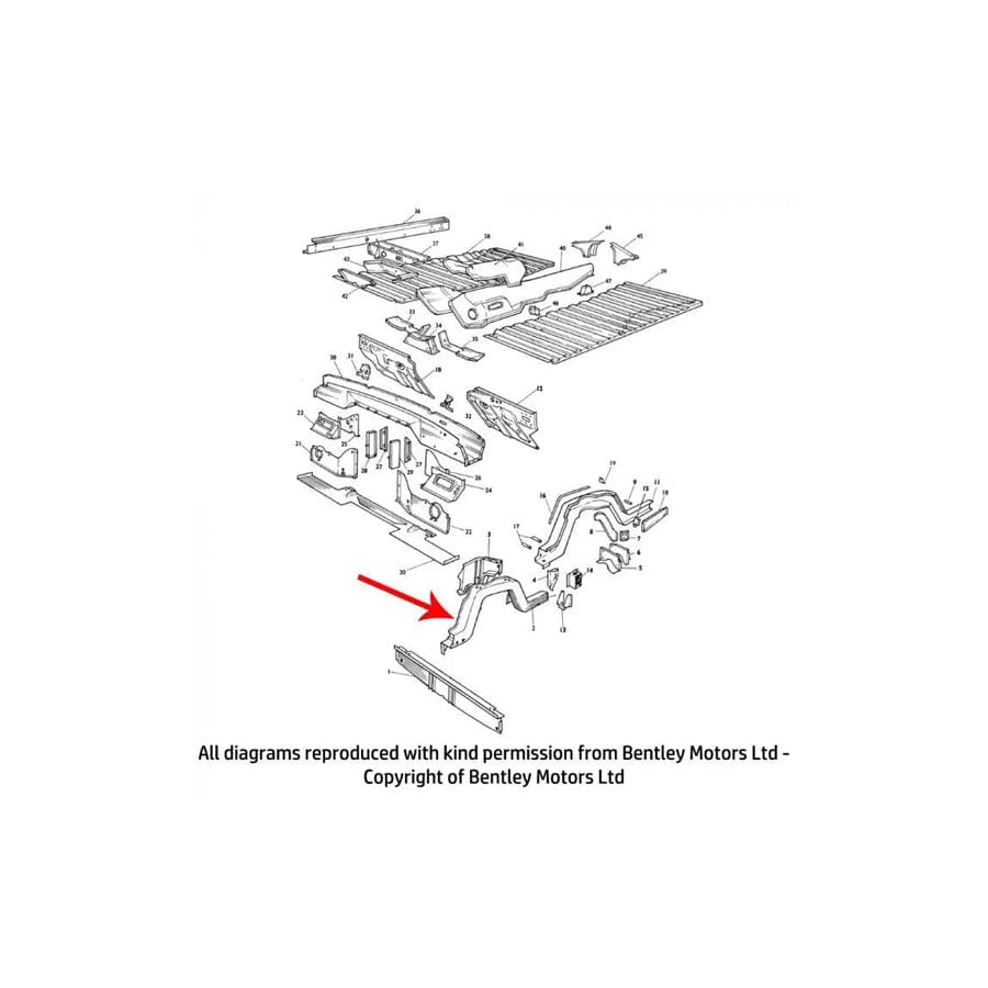 GENUINE Rolls-Royce & Bentley 112600022 RIGHT HAND FRONT SIDEMEMBER