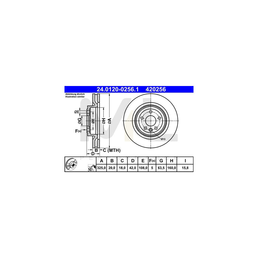 ATE 24.0120-0256.1 Brake Disc Vented, Coated  - 1 piece