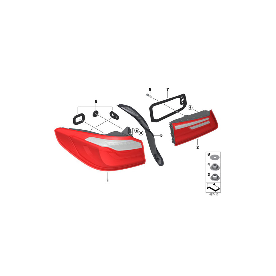 Genuine BMW 63217376475 F90 G30 Rear Light In Trunk Lid, Left (Inc. M550iX, 530iX & 530e) | ML Performance US Car Parts