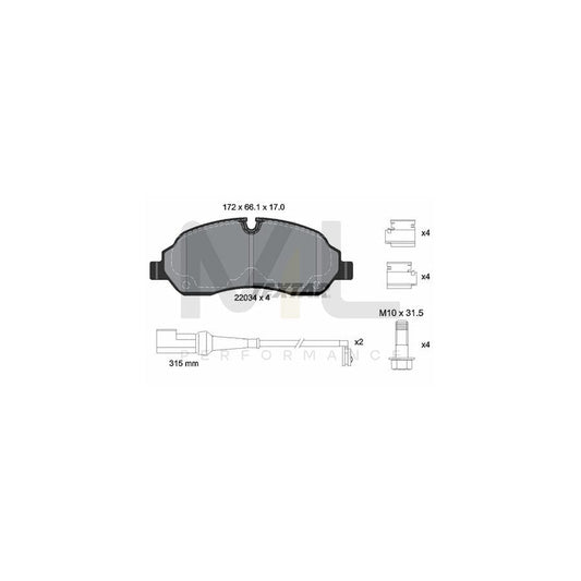 TEXTAR 2203401 Brake pad set incl. wear warning contact, with brake caliper screws, with accessories | ML Performance Car Parts