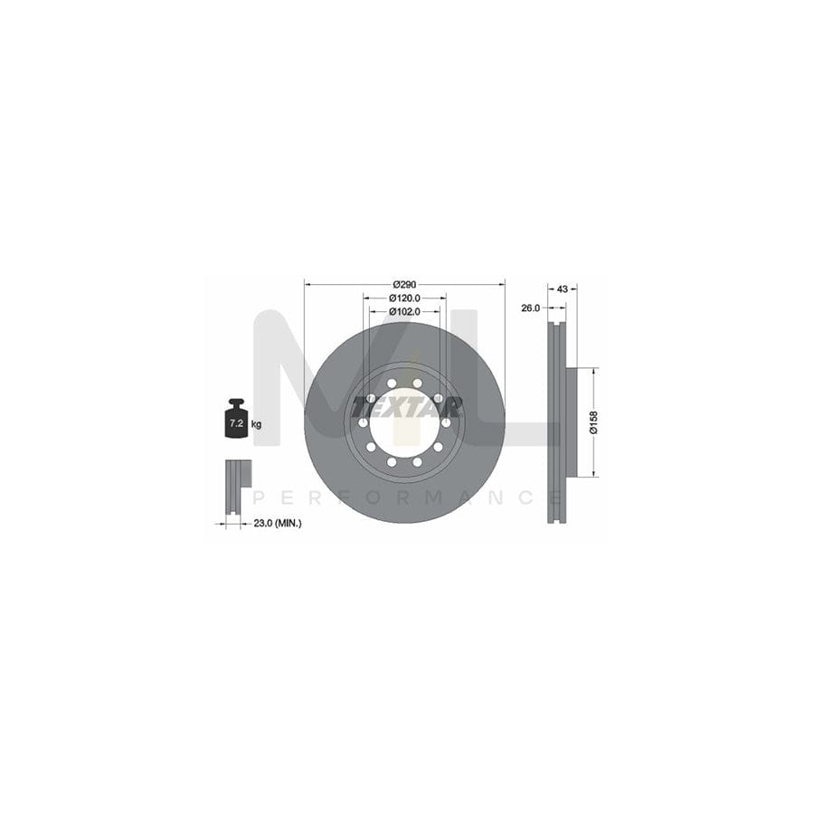 TEXTAR 93117500 Brake Disc Internally Vented, without wheel hub, without wheel studs | ML Performance Car Parts