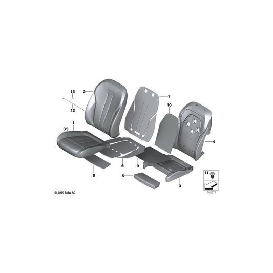 Genuine BMW 52108493378 G07 G05 G06 Cover, Comfort Backrest, Perf. Lthr, Rt SCHWARZ (Inc. X6 M50dX, X6 M50iX & X5 45eX) | ML Performance US Car Parts