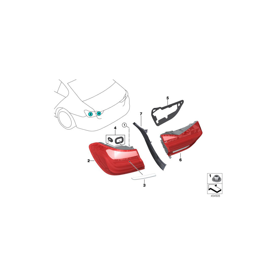 Genuine BMW 63217342968 G11 G12 Rear Light In Trunk Lid, Right (Inc. 750dX, 730Ld & 750i) | ML Performance US Car Parts