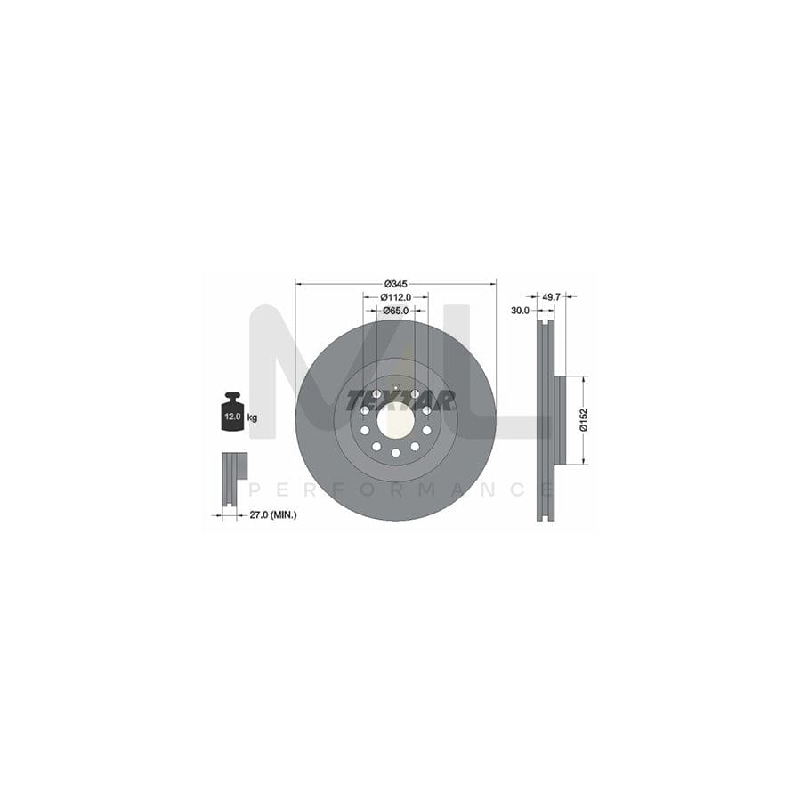TEXTAR 92120600 Brake Disc Internally Vented, without wheel hub, without wheel studs | ML Performance Car Parts