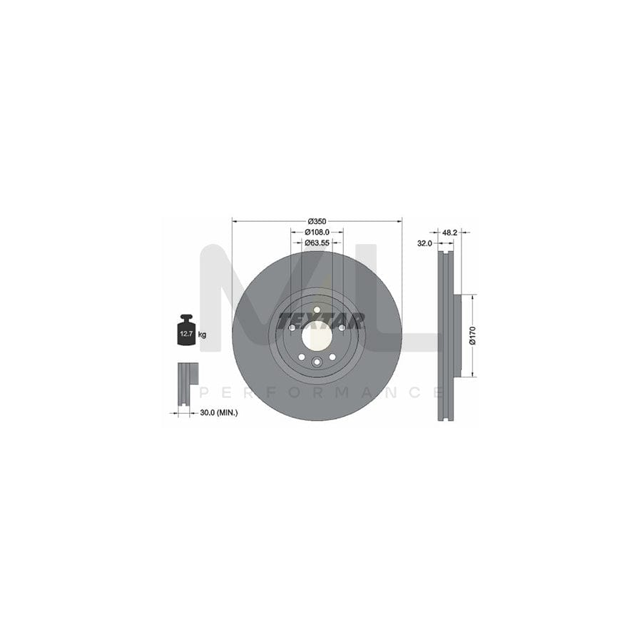 TEXTAR 92308105 Brake Disc Internally Vented, Coated, High-carbon, without wheel hub | ML Performance Car Parts