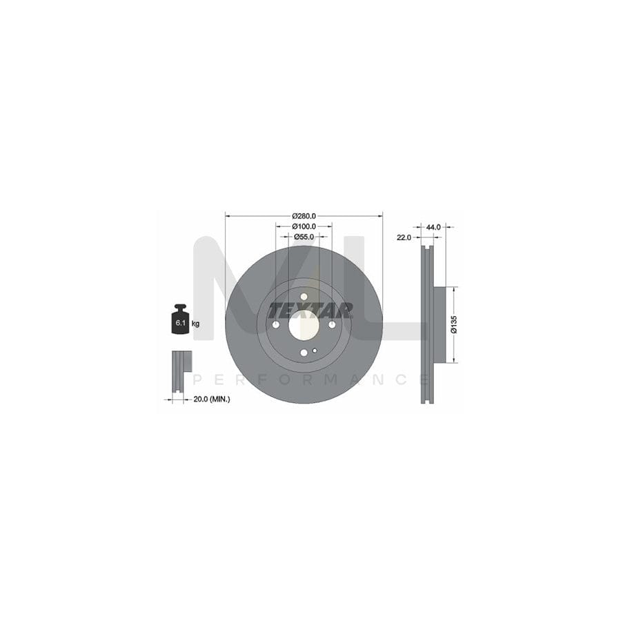 TEXTAR 92301503 Brake Disc Internally Vented, Coated, without wheel hub | ML Performance Car Parts