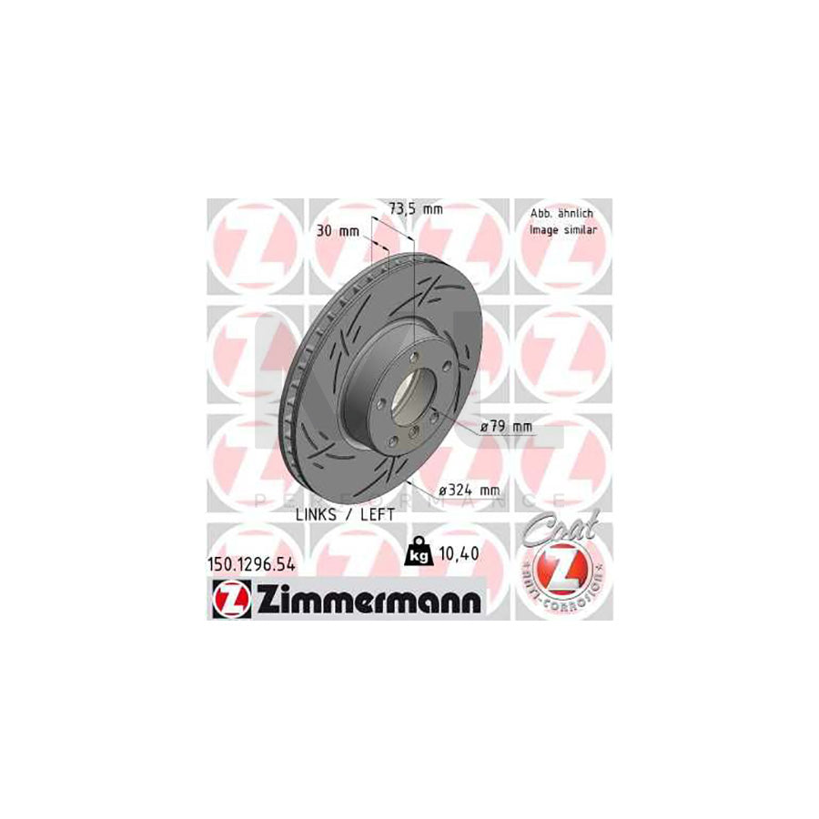 ZIMMERMANN 150.1296.54 Brake Disc for BMW 5 Series Internally Vented, Slotted, Coated, High-carbon
