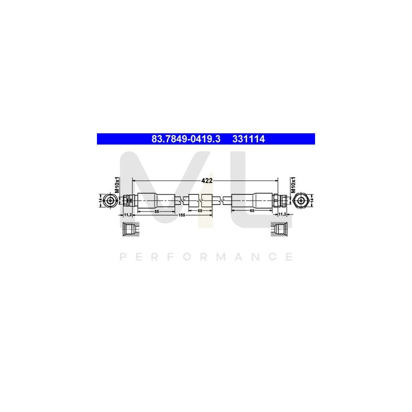 ATE 83.7849-0419.3 Brake Hose 422mm