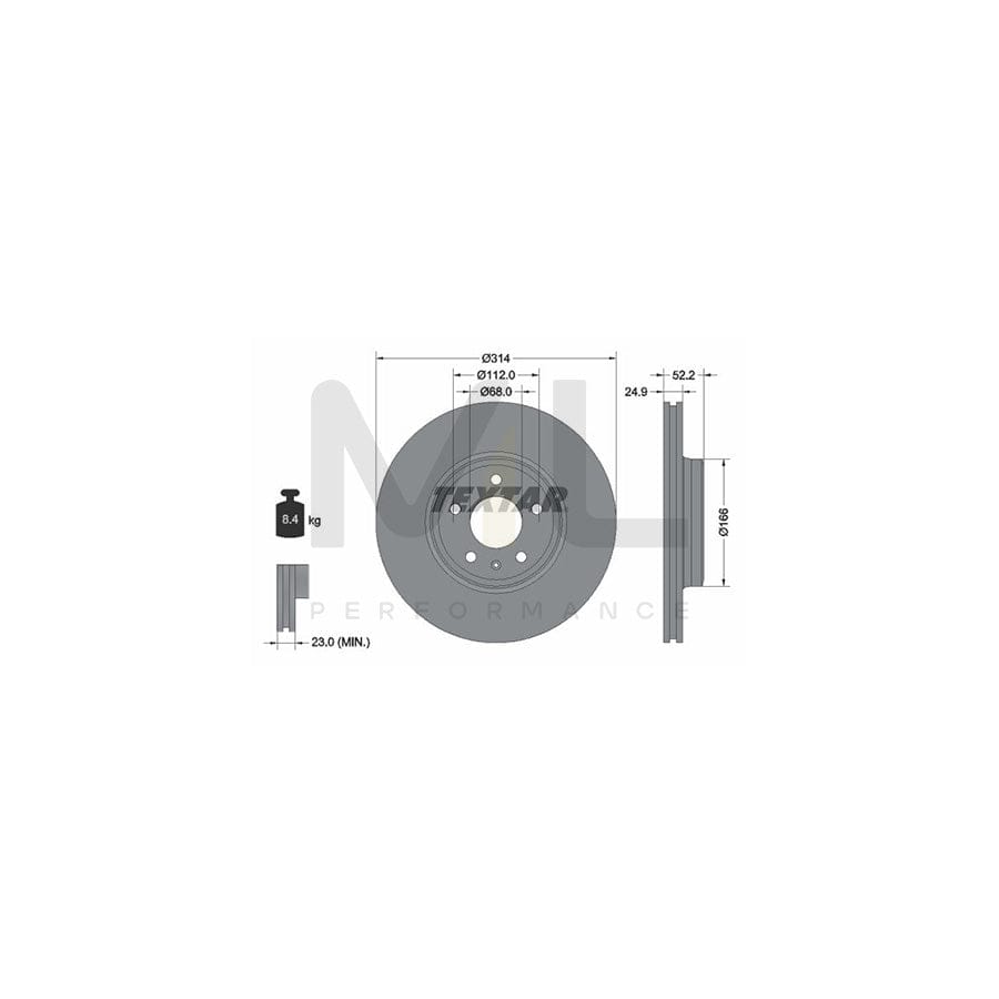 TEXTAR 92159900 Brake Disc Internally Vented, without wheel hub, without wheel studs | ML Performance Car Parts