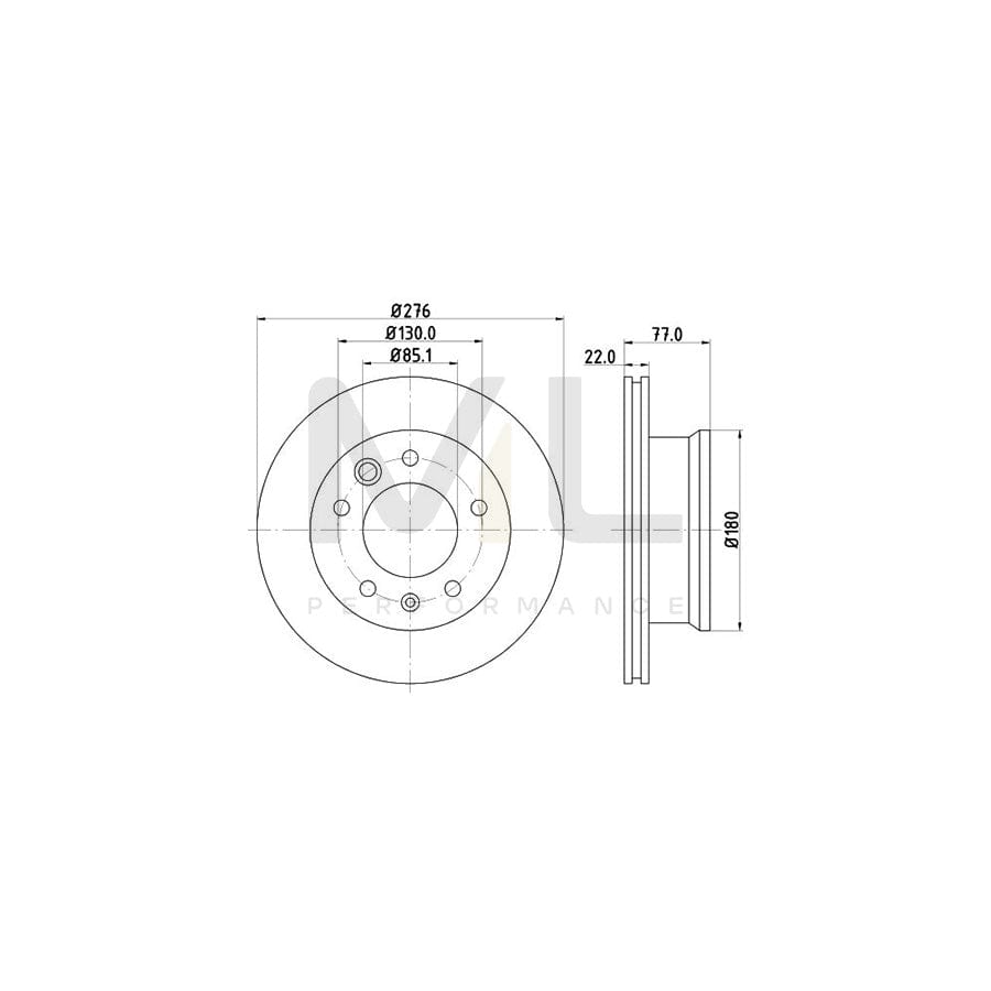 HELLA PRO High Carbon 8DD 355 128-251 Brake Disc Internally Vented, Coated, High-carbon, without wheel hub, without wheel studs